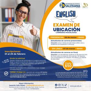 Promocional del Examen de ubicación de Inglés - sede Cuenca